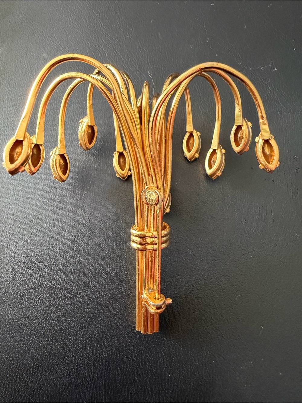 Gold-Tone Multicolour Rhinestone Brooch - Picture 2 of 5